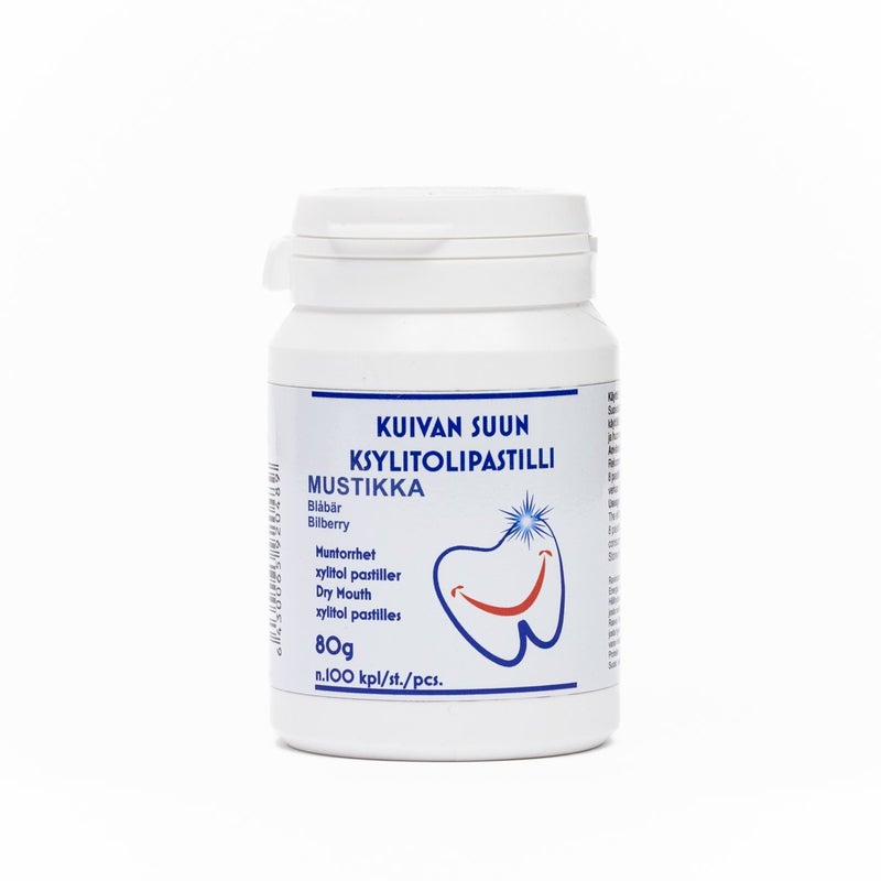 L&auml;hde Mustikka &ndash; Suuta kosteuttava t&auml;ysksylitolipastilli 80 g